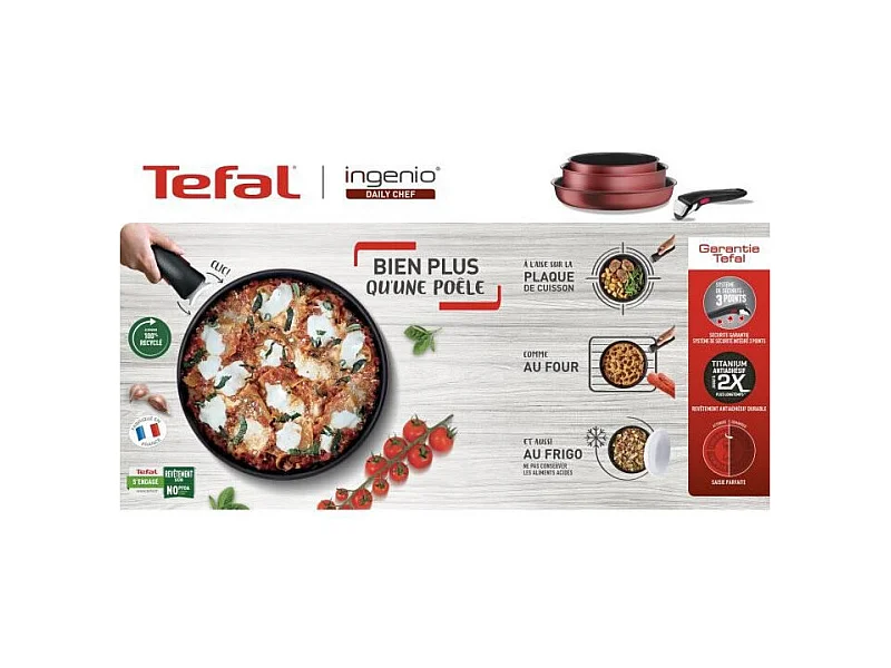 Tefal 10-delige kookset, inductie, antiaanbaklaag, koekenpan, steelpan