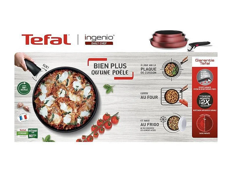 Tefal Batterie de cuisine 10 pièces, Induction, Revêtement antiadhésif, Poêle, Casserole