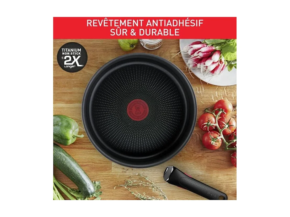 Tefal Batterie de cuisine 10 pièces, Induction, Revêtement antiadhésif, Poêle, Casserole
