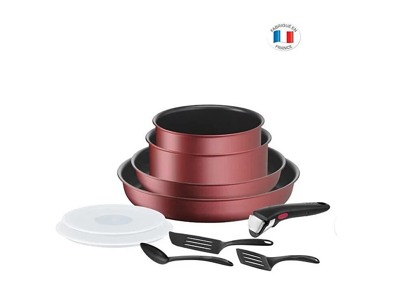 Tefal Batterie de cuisine 10 pièces, Induction, Revêtement antiadhésif, Poêle, Casserole