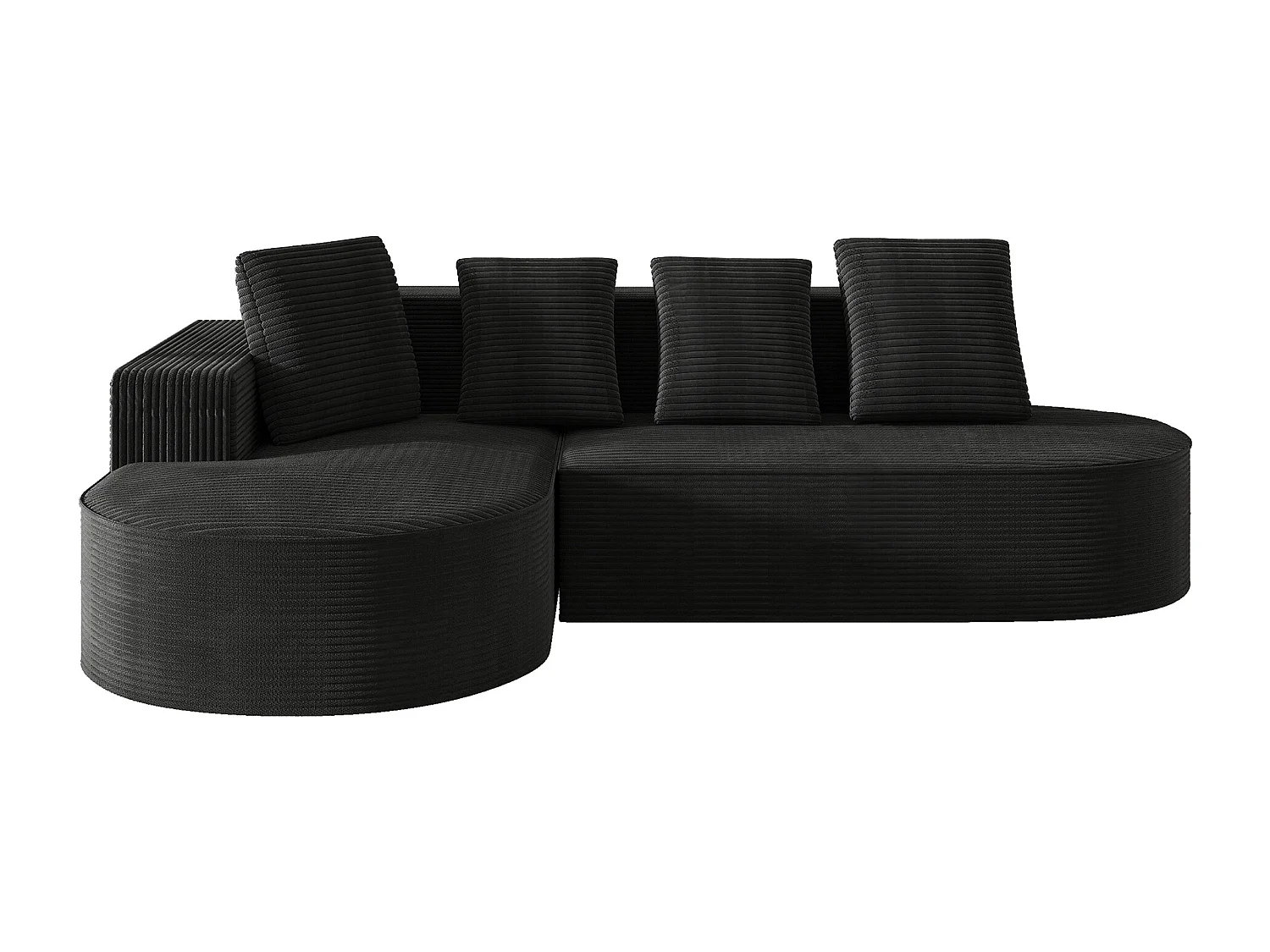 Canapé d'angle droit - Canapé avec 4 coussins - design nuage simple - velours côtelé blanc