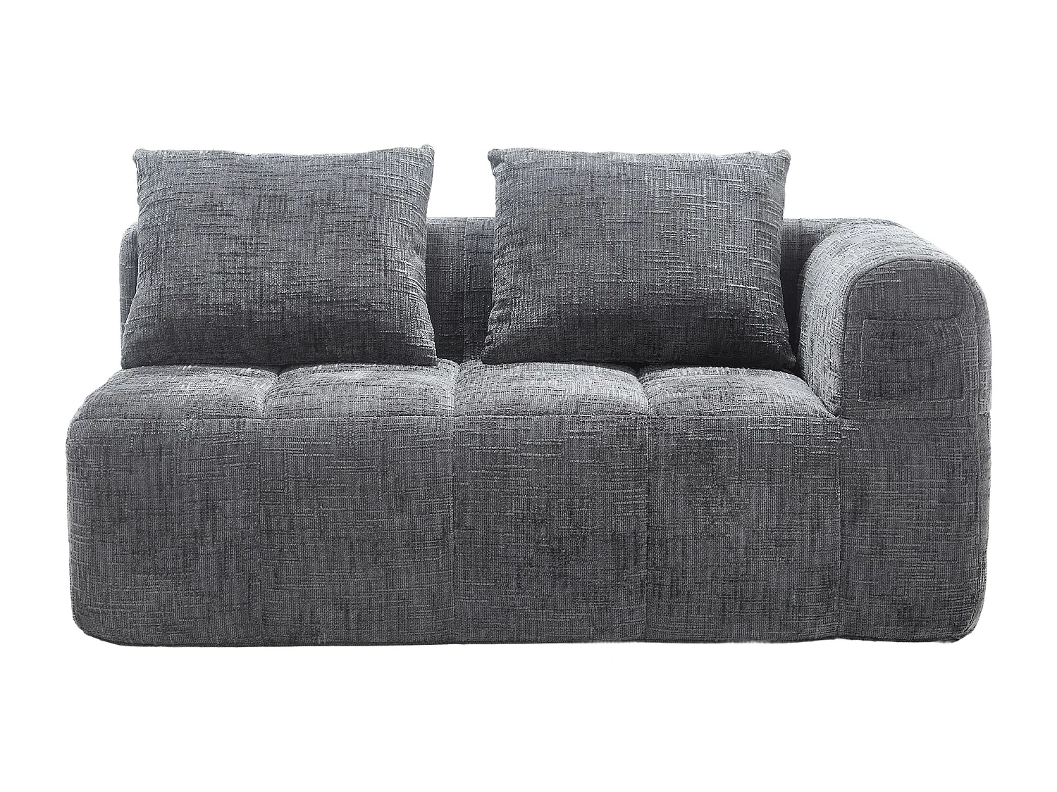 Canapé 2 places gris - Canapé droit avec Coussins et Poches de Rangement - motif neige