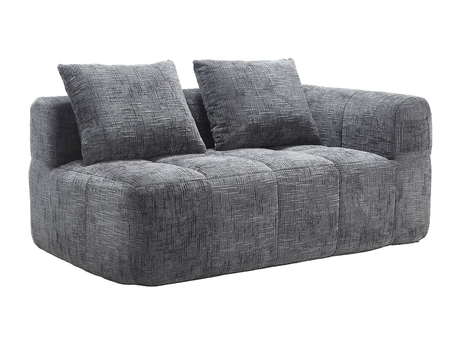 Canapé 2 places gris - Canapé droit avec Coussins et Poches de Rangement - motif neige