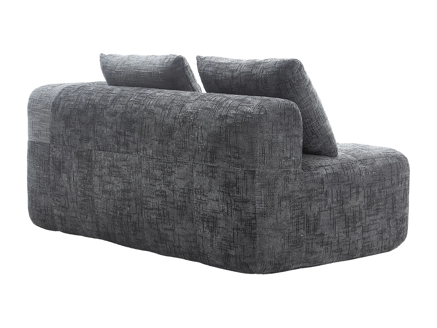 Canapé 2 places gris - Canapé droit avec Coussins et Poches de Rangement - motif neige