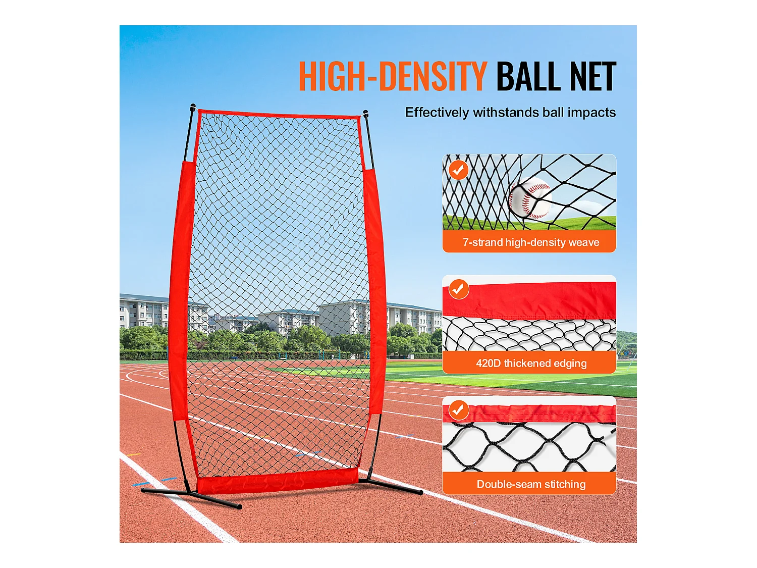 Filet de Baseball SucceBuy, 210 x 120cm, Filet de Frappeur Portable avec Sac de Transport et Piquets de Sol, Protection de Lancer pour Cage de Frappeur