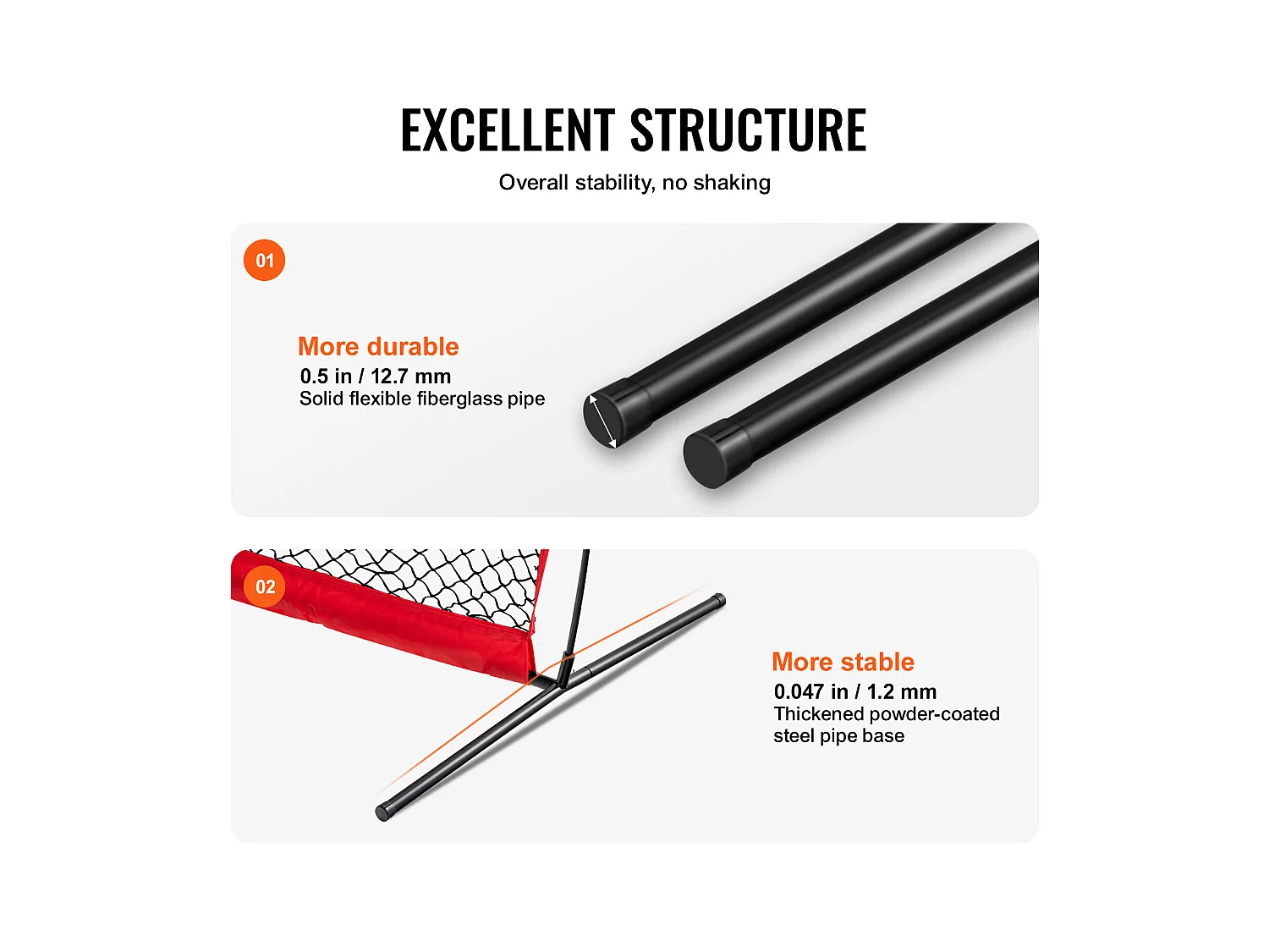 Filet de Baseball SucceBuy, 210 x 120cm, Filet de Frappeur Portable avec Sac de Transport et Piquets de Sol, Protection de Lancer pour Cage de Frappeur