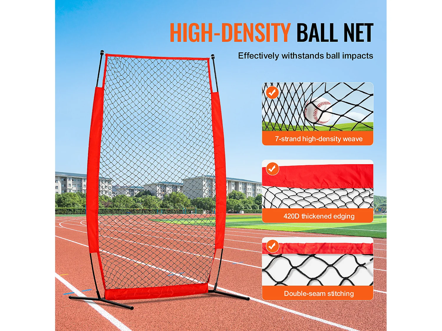 Filet de Baseball SucceBuy, 210 x 120cm, Filet de Frappeur Portable avec Sac de Transport et Piquets de Sol, Protection de Lancer pour Cage de Frappeur