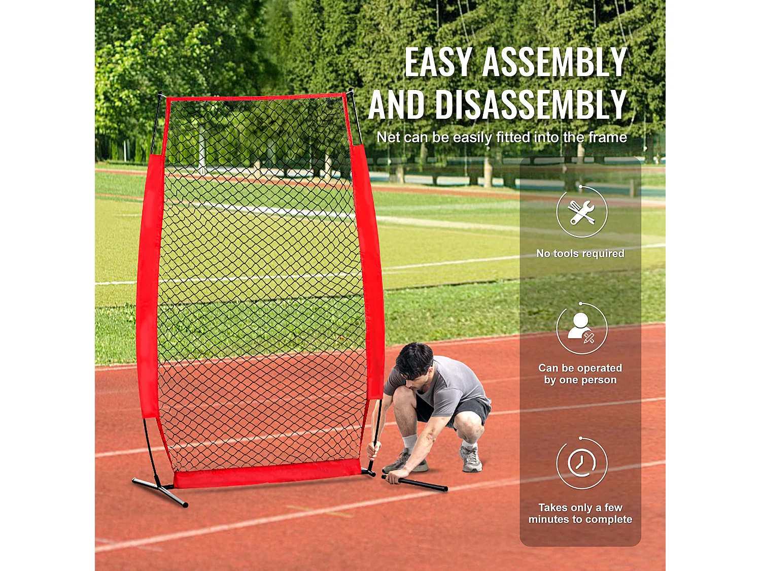 Filet de Baseball SucceBuy, 210 x 120cm, Filet de Frappeur Portable avec Sac de Transport et Piquets de Sol, Protection de Lancer pour Cage de Frappeur