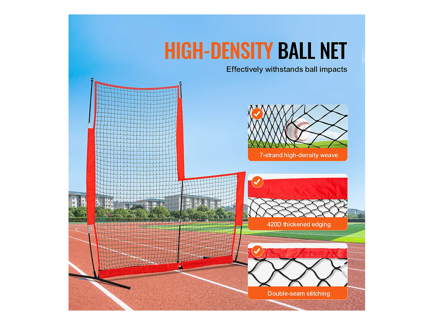 Filet de Baseball SucceBuy en Forme de L de 210 x 210cm pour Cage de Frappeurs, Écran de Softball