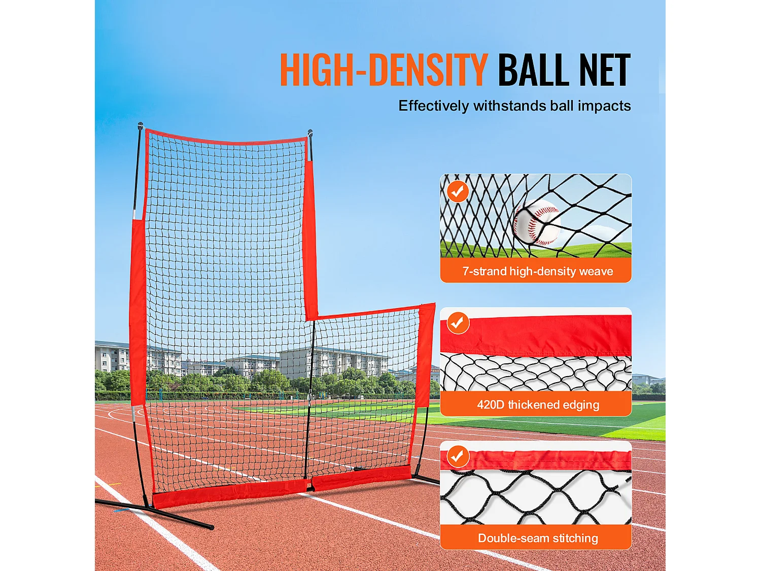 Filet de Baseball SucceBuy en Forme de L de 210 x 210cm pour Cage de Frappeurs, Écran de Softball