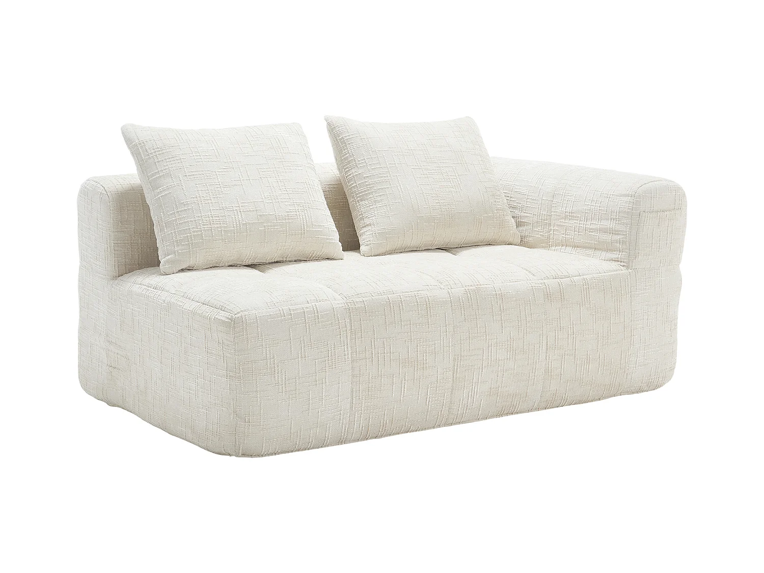 Canapé 2 places beige - Canapé droit avec Coussins et Poches de Rangement - motif neige