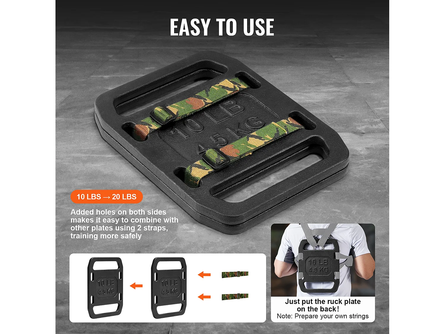 Gietijzeren Gewichtsplaat SucceBuy voor Rugzak, Paar Gewichtsplaten van 4.5kg met Handgreep voor Rugzak