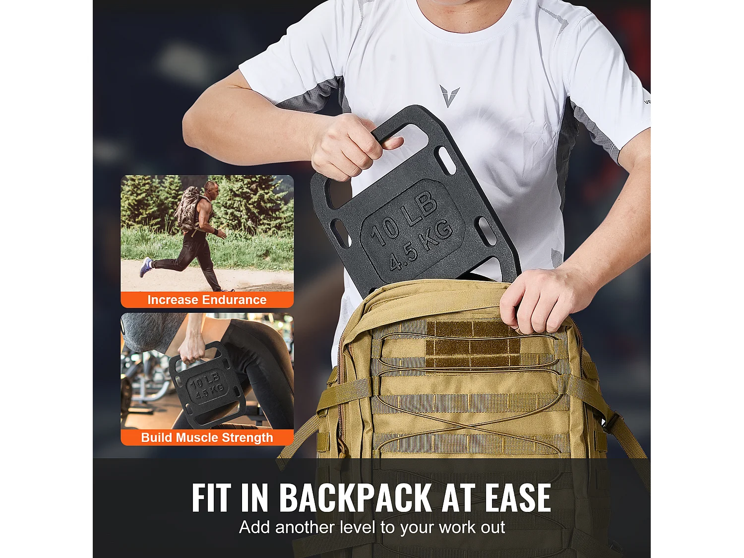 Gietijzeren Gewichtsplaat SucceBuy voor Rugzak, Paar Gewichtsplaten van 4.5kg met Handgreep voor Rugzak