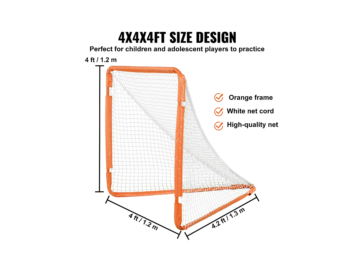 Filet de But de Crosse SucceBuy 10 x 10cm, Filet de Crosse Pliable pour Enfants avec Sac de Transport, Filet d'Entraînement Durable pour l'Arrière-Cour
