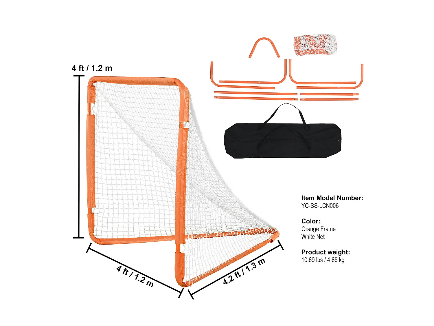 Filet de But de Crosse SucceBuy 10 x 10cm, Filet de Crosse Pliable pour Enfants avec Sac de Transport, Filet d'Entraînement Durable pour l'Arrière-Cour