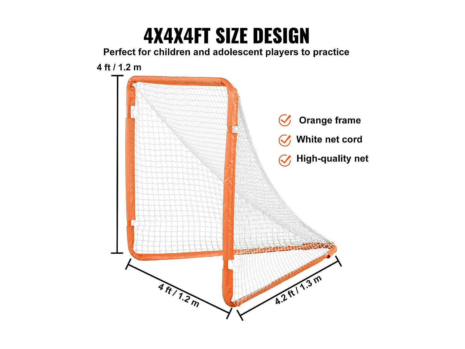 Filet de But de Crosse SucceBuy 10 x 10cm, Filet de Crosse Pliable pour Enfants avec Sac de Transport, Filet d'Entraînement Durable pour l'Arrière-Cour