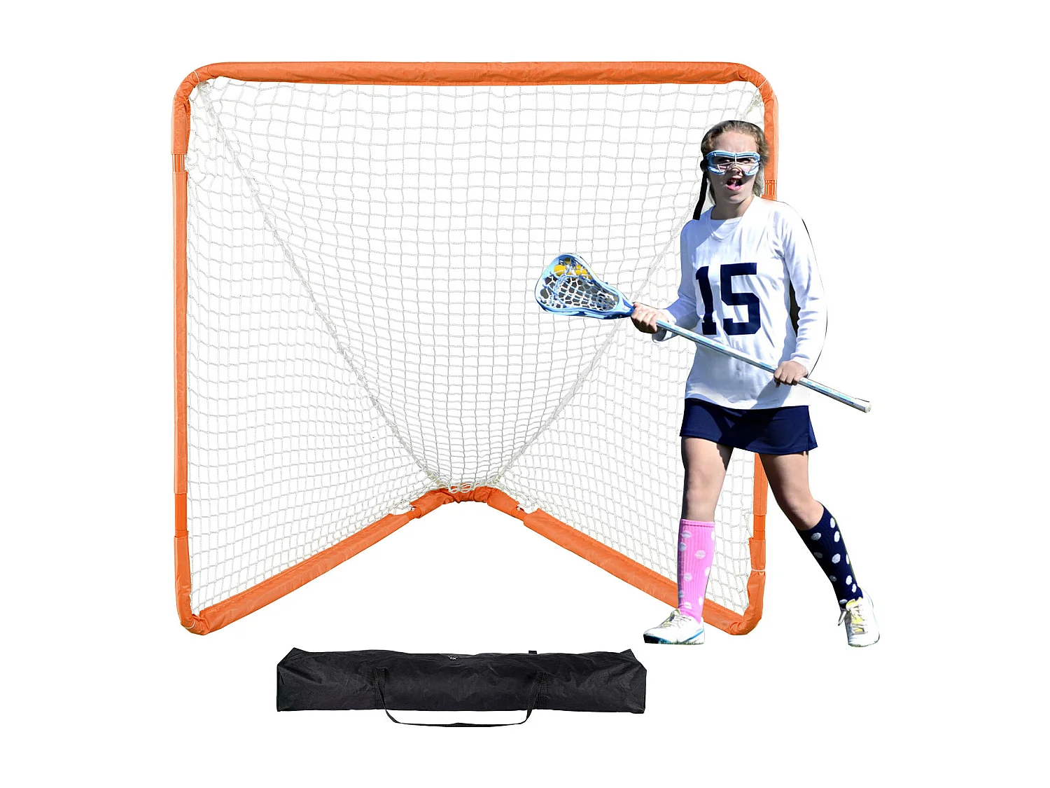 Filet de But de Crosse SucceBuy 10 x 10cm, Filet de Crosse Pliable pour Enfants avec Sac de Transport, Filet d'Entraînement Durable pour l'Arrière-Cour