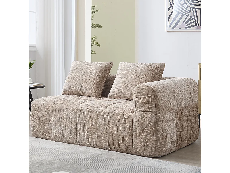 Khaki 2-zitsbank - Rechte bank met kussens en opbergvakken - chenille - sneeuwpatroon