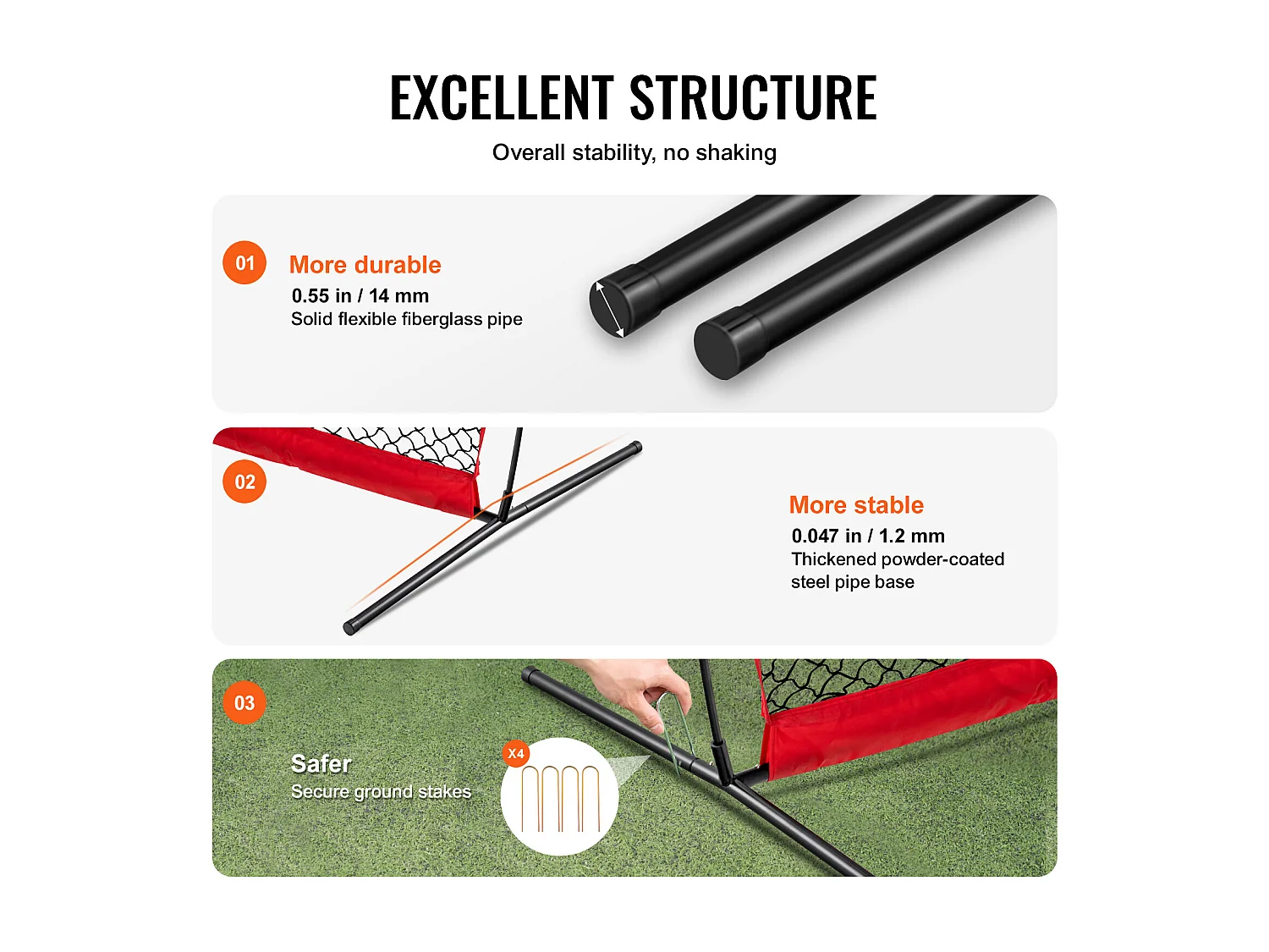 Filet de Protection SucceBuy, 51 x 25cm, Filet de Protection pour le Sport, Équipement d'Entraînement Portable avec Sac de Transport, Écran de Protection