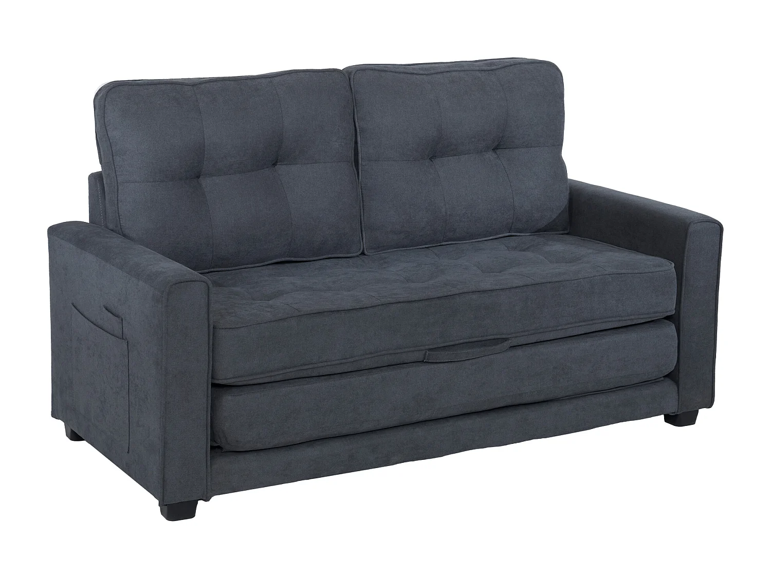 Canapé droit gris  - Canapé avec poches de rangement et coussins - pour le salon