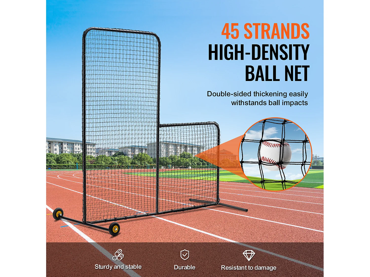 Rete da Baseball SucceBuy, 210 x 210cm, Rete da Battuta Portatile a Forma di L con Borsa di Trasporto, Pioli da Terra, Protezione Lancio Robusta