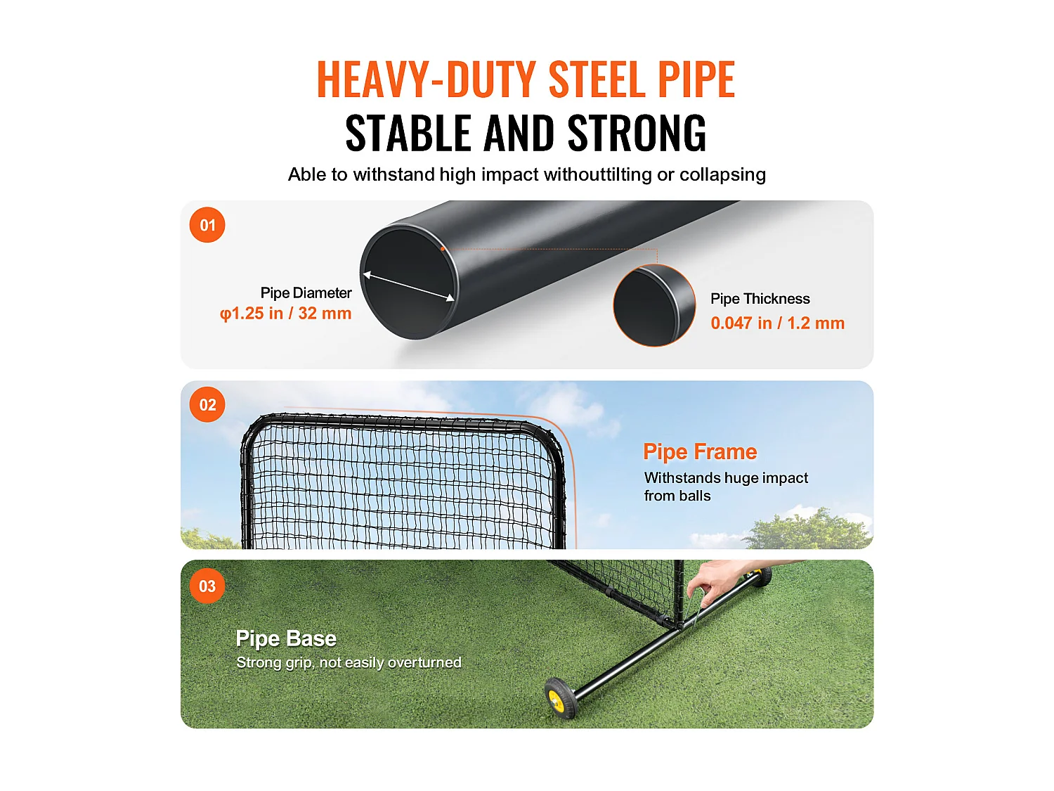 Rete da Baseball SucceBuy, 210 x 210cm, Rete da Battuta Portatile a Forma di L con Borsa di Trasporto, Pioli da Terra, Protezione Lancio Robusta