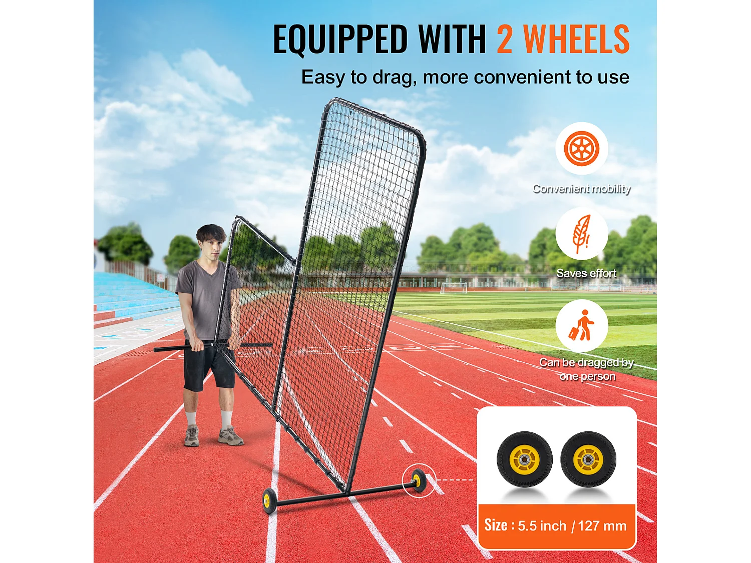 Rete da Baseball SucceBuy, 210 x 210cm, Rete da Battuta Portatile a Forma di L con Borsa di Trasporto, Pioli da Terra, Protezione Lancio Robusta