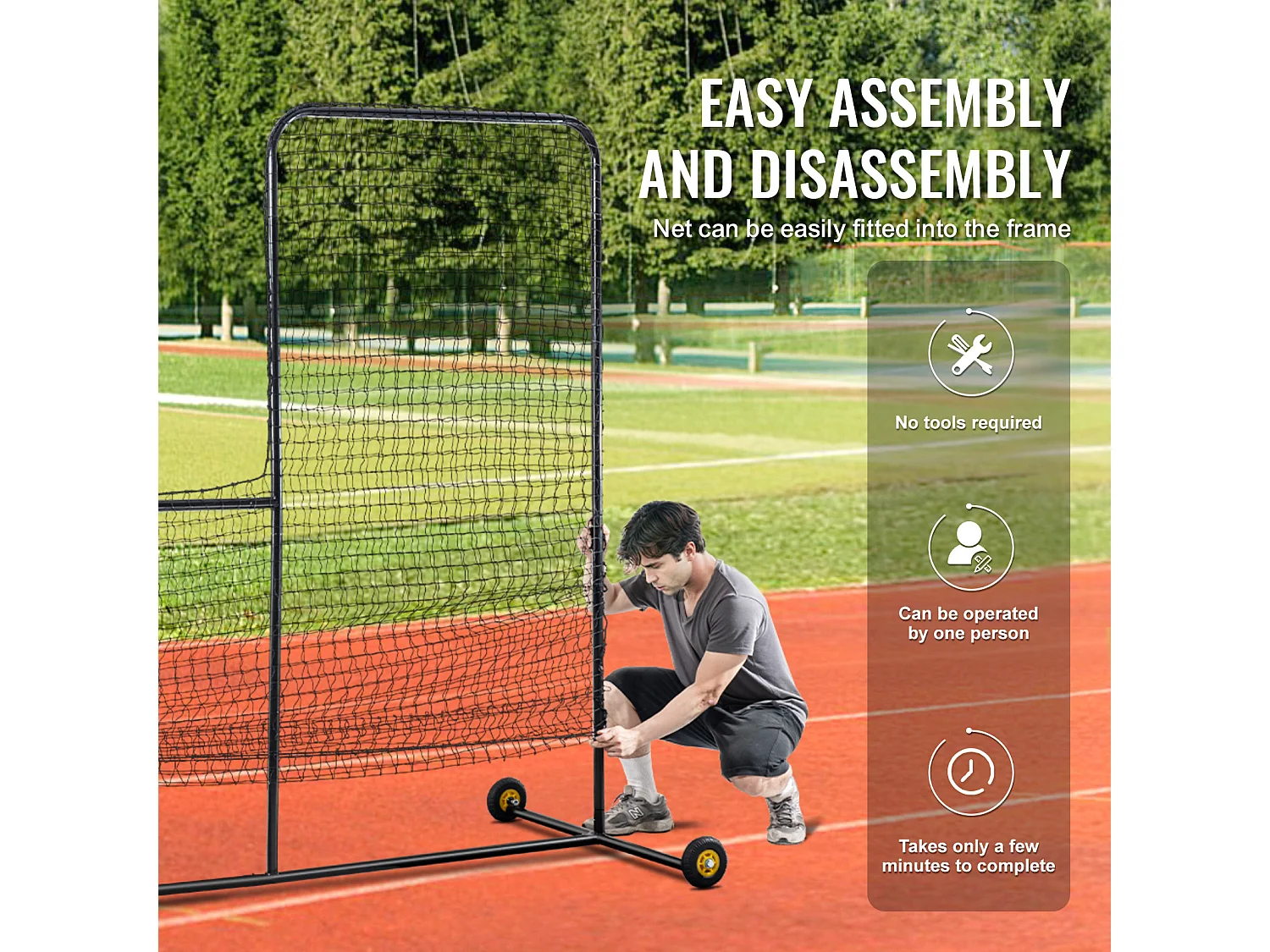 Rete da Baseball SucceBuy, 210 x 210cm, Rete da Battuta Portatile a Forma di L con Borsa di Trasporto, Pioli da Terra, Protezione Lancio Robusta