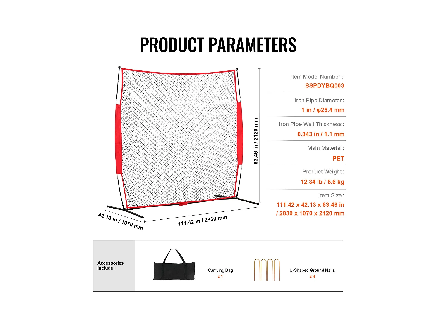 Filet de Protection SucceBuy, Filet d'Entraînement pour Softball, Barrière Sportive, 18 x 18cm pour l'Entraînement