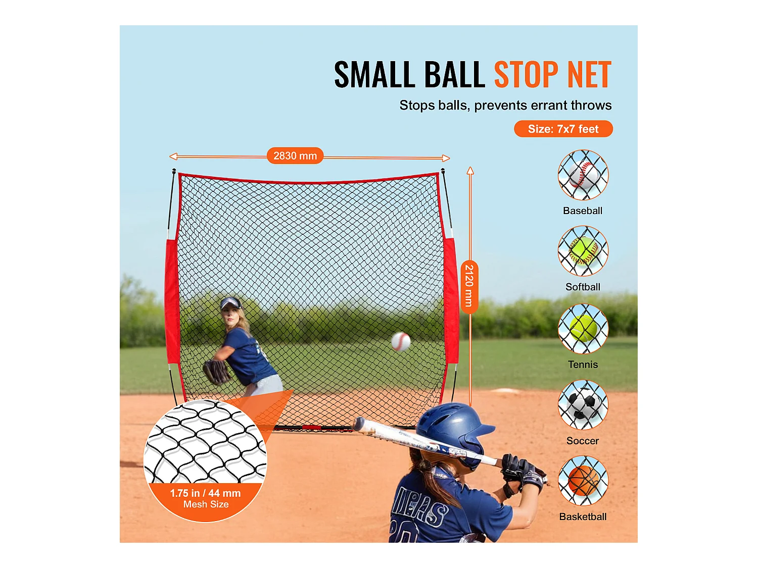 Filet de Protection SucceBuy, Filet d'Entraînement pour Softball, Barrière Sportive, 18 x 18cm pour l'Entraînement