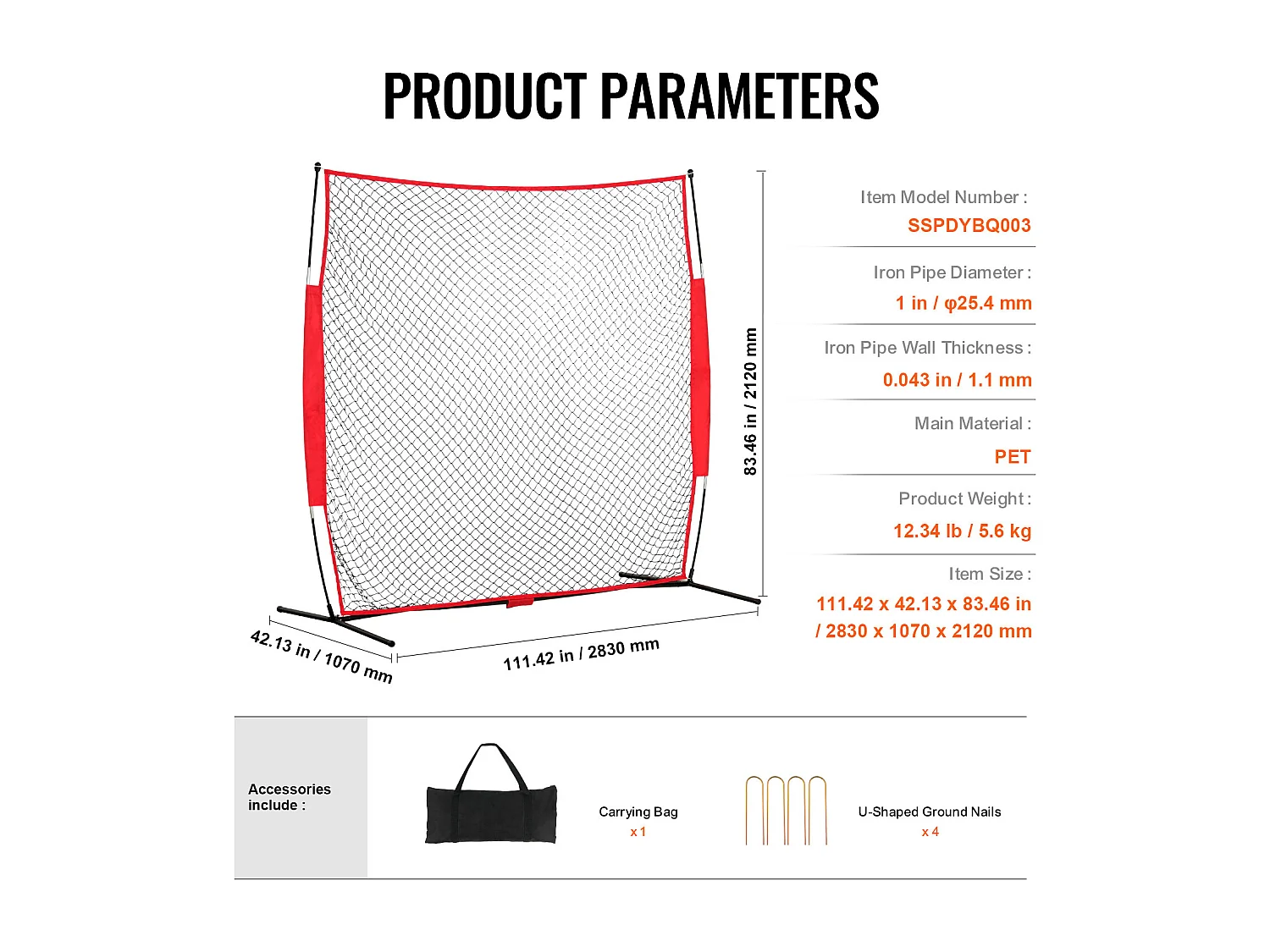 Filet de Protection SucceBuy, Filet d'Entraînement pour Softball, Barrière Sportive, 18 x 18cm pour l'Entraînement