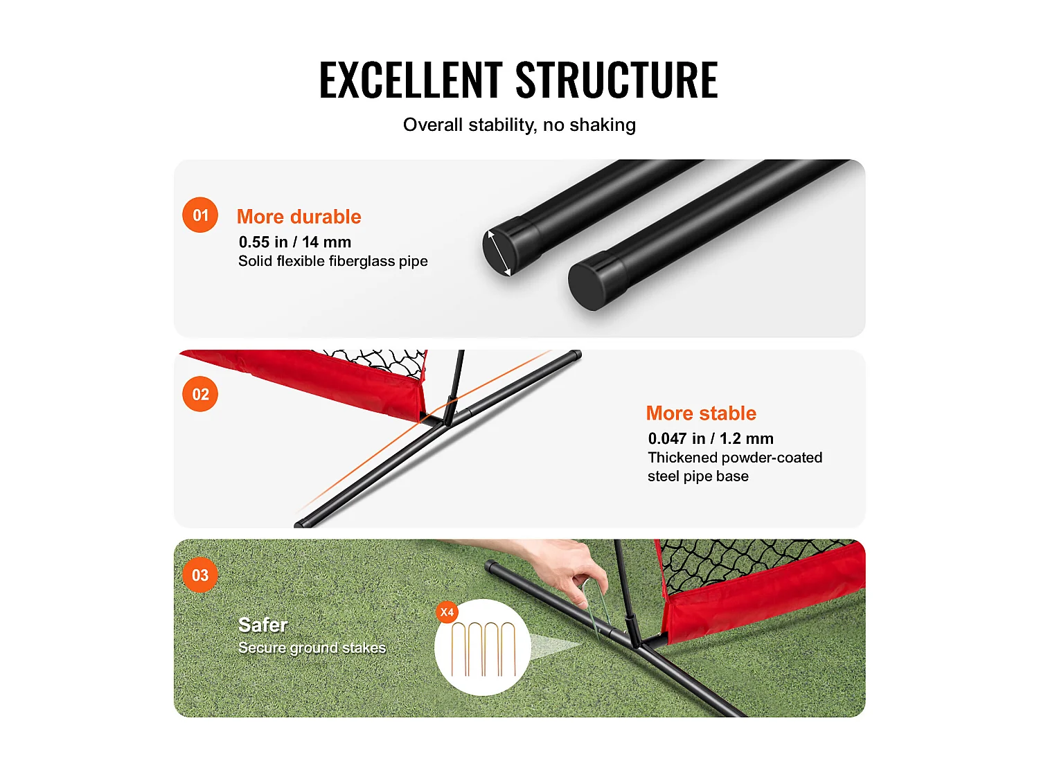 Filet de Protection SucceBuy, Filet d'Entraînement pour Softball, Barrière Sportive, 18 x 18cm pour l'Entraînement