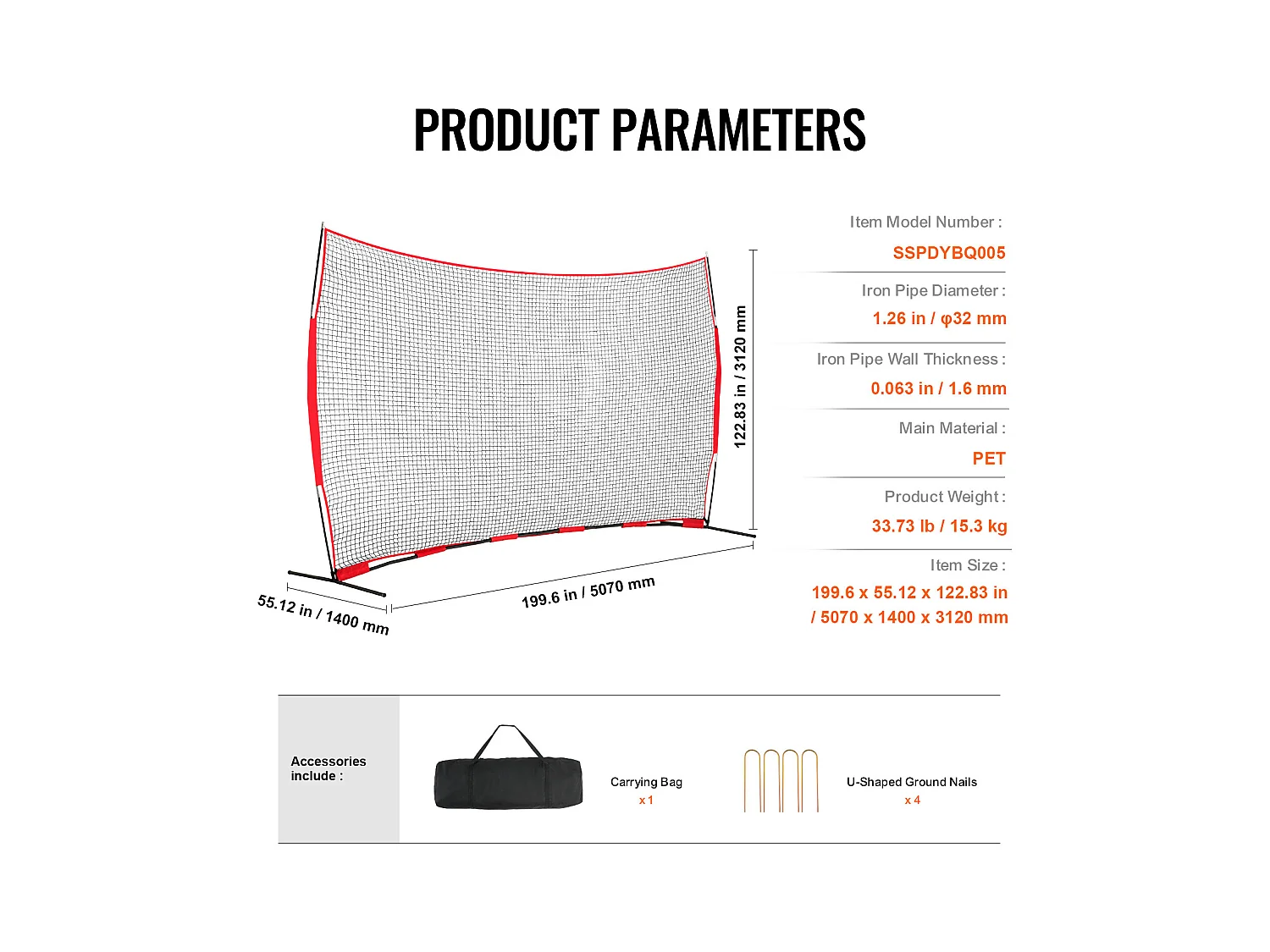 Filet de Protection SucceBuy, 41 x 25 cm, Équipement d'Entraînement Portable avec Sac de Transport, Écran de Protection pour Baseball, Softball, Football