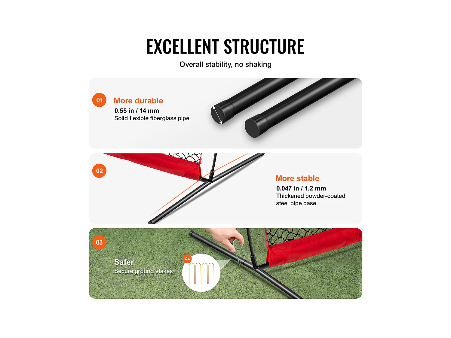 Filet de Protection SucceBuy, 41 x 25 cm, Équipement d'Entraînement Portable avec Sac de Transport, Écran de Protection pour Baseball, Softball, Football