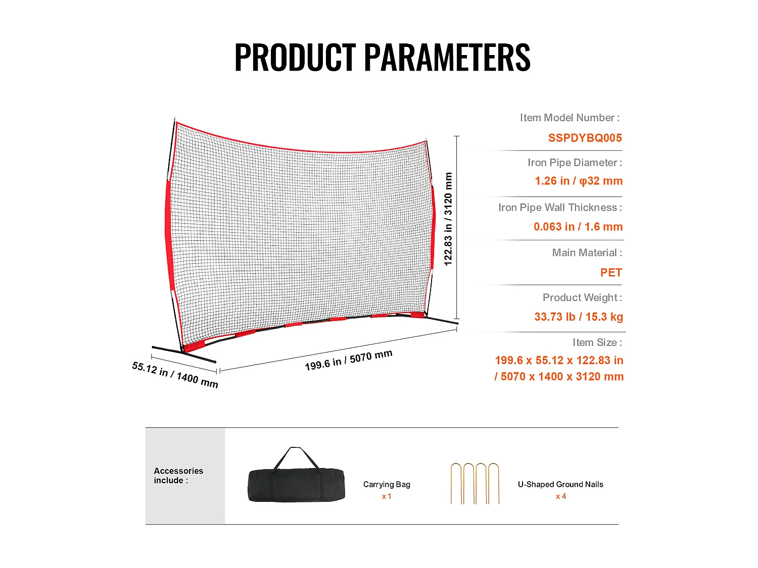 Filet de Protection SucceBuy, 41 x 25 cm, Équipement d'Entraînement Portable avec Sac de Transport, Écran de Protection pour Baseball, Softball, Football