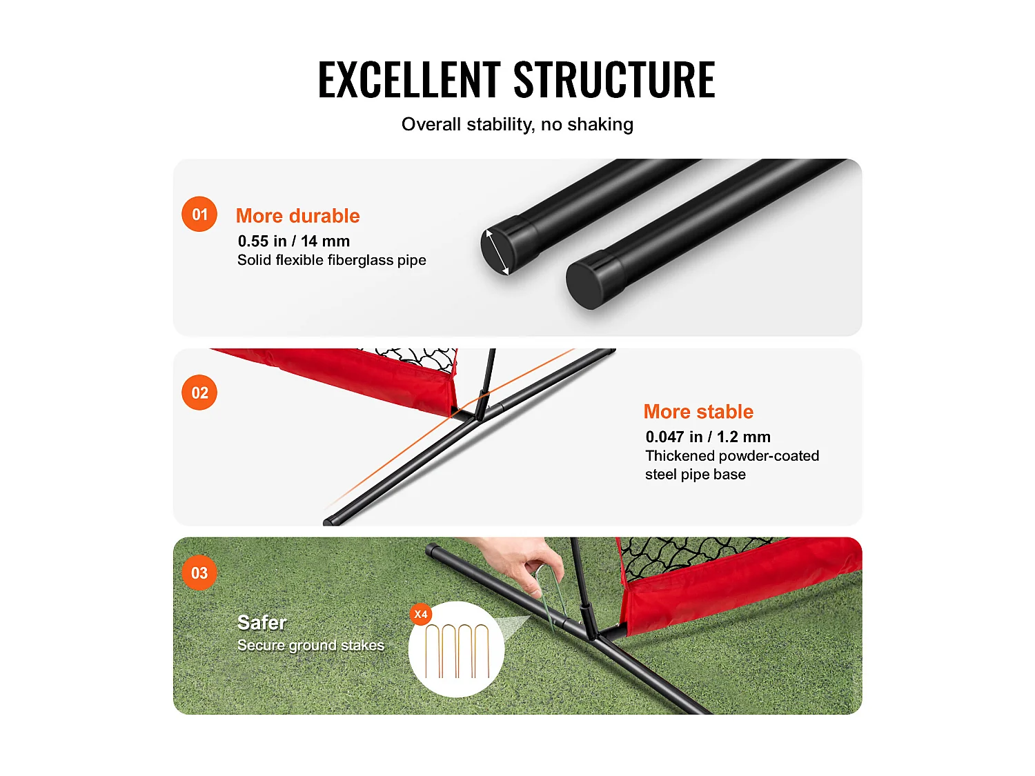 Filet de Protection SucceBuy, 41 x 25 cm, Équipement d'Entraînement Portable avec Sac de Transport, Écran de Protection pour Baseball, Softball, Football