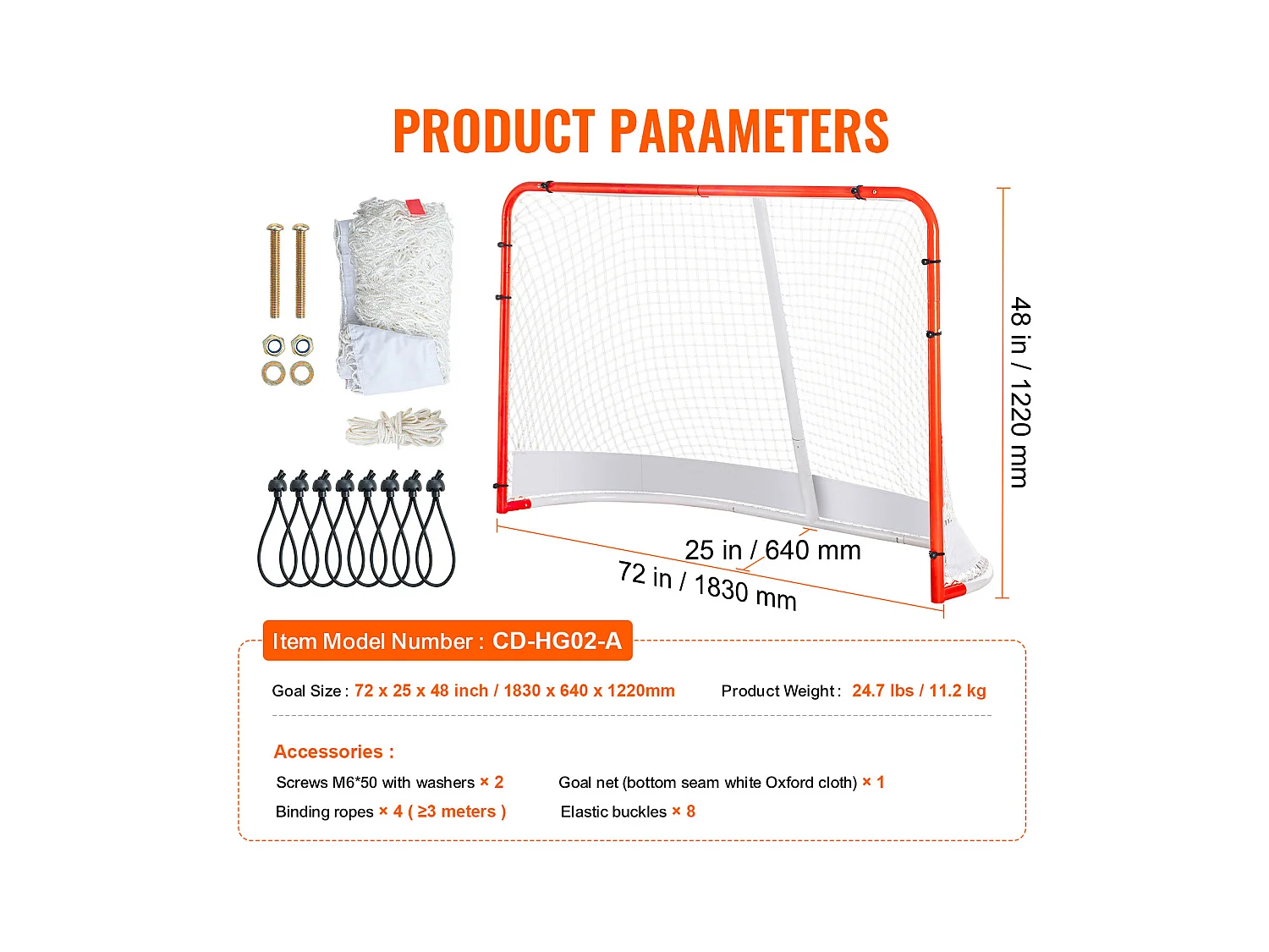 Street Hockey Net SucceBuy Ensemble de Buts de Hockey en Acier Intérieur/Extérieur 183 x 122 cm