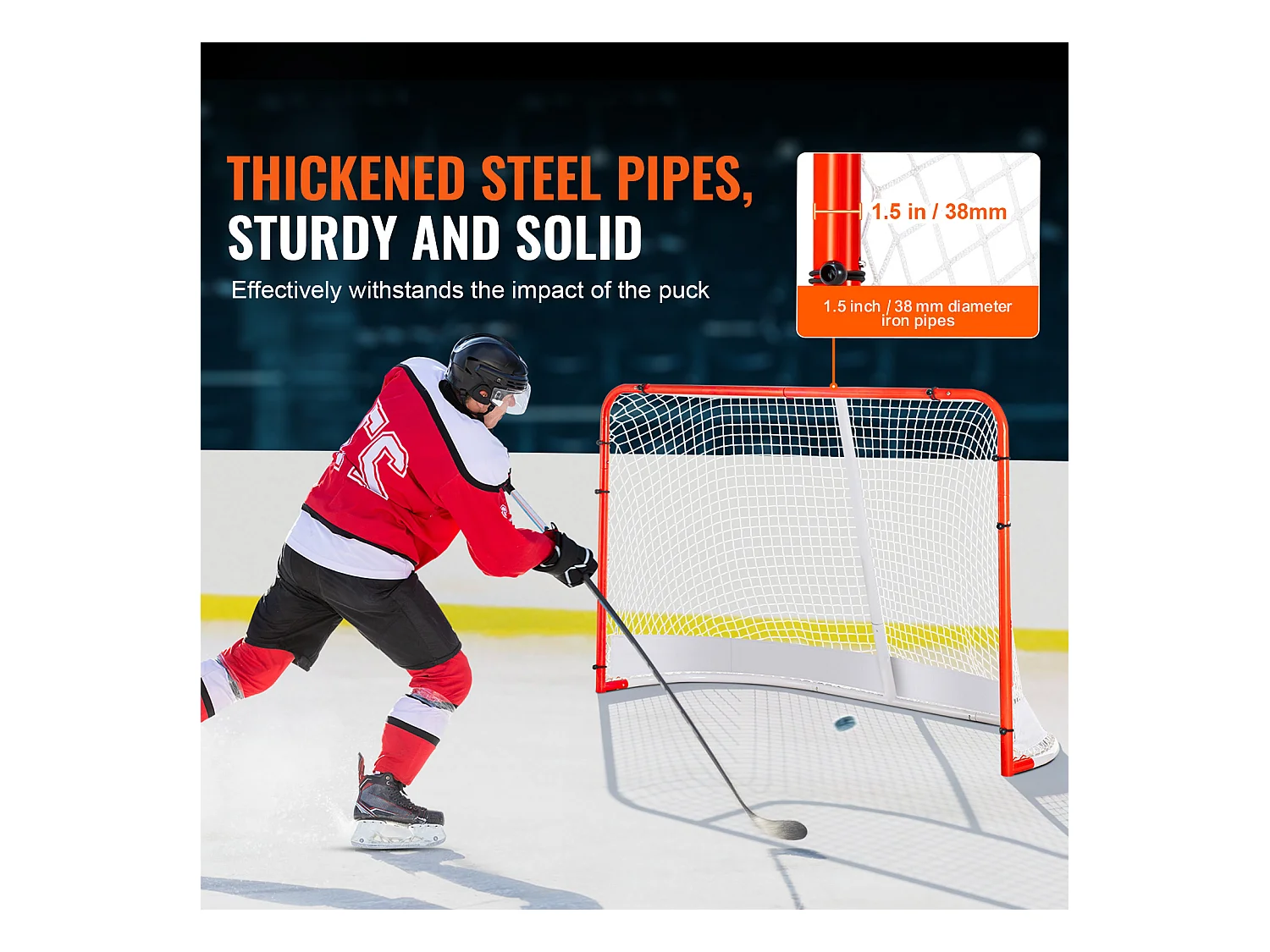 Street Hockey Net SucceBuy Ensemble de Buts de Hockey en Acier Intérieur/Extérieur 183 x 122 cm