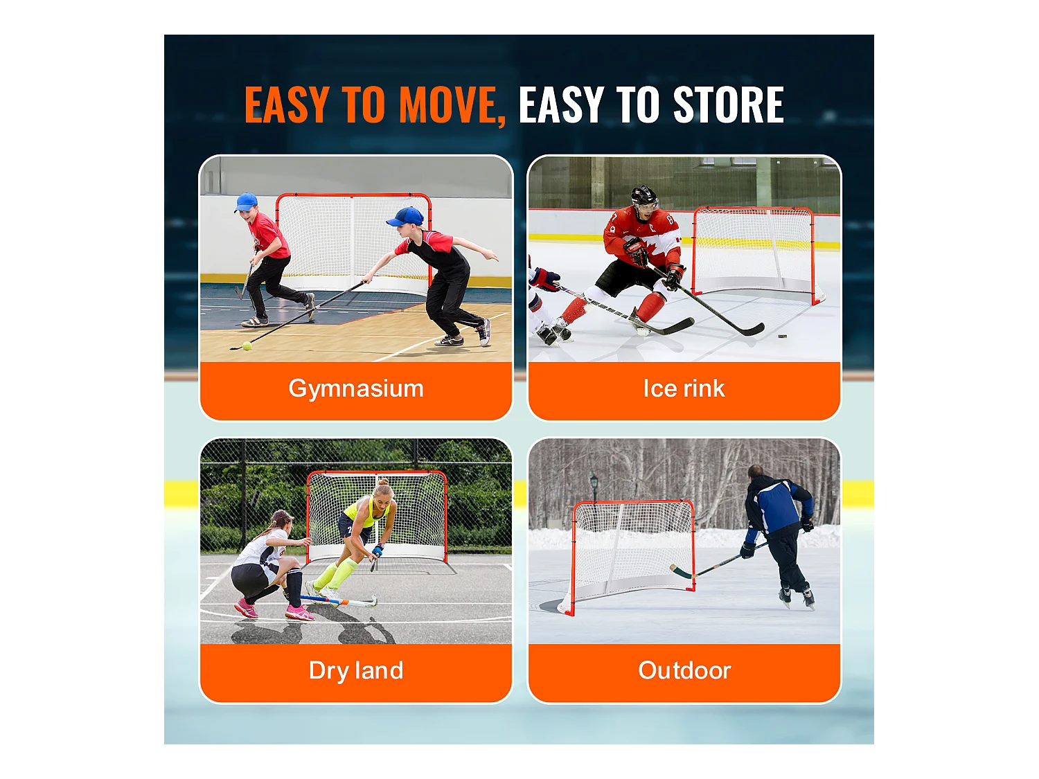 Street Hockey Net SucceBuy Ensemble de Buts de Hockey en Acier Intérieur/Extérieur 183 x 122 cm