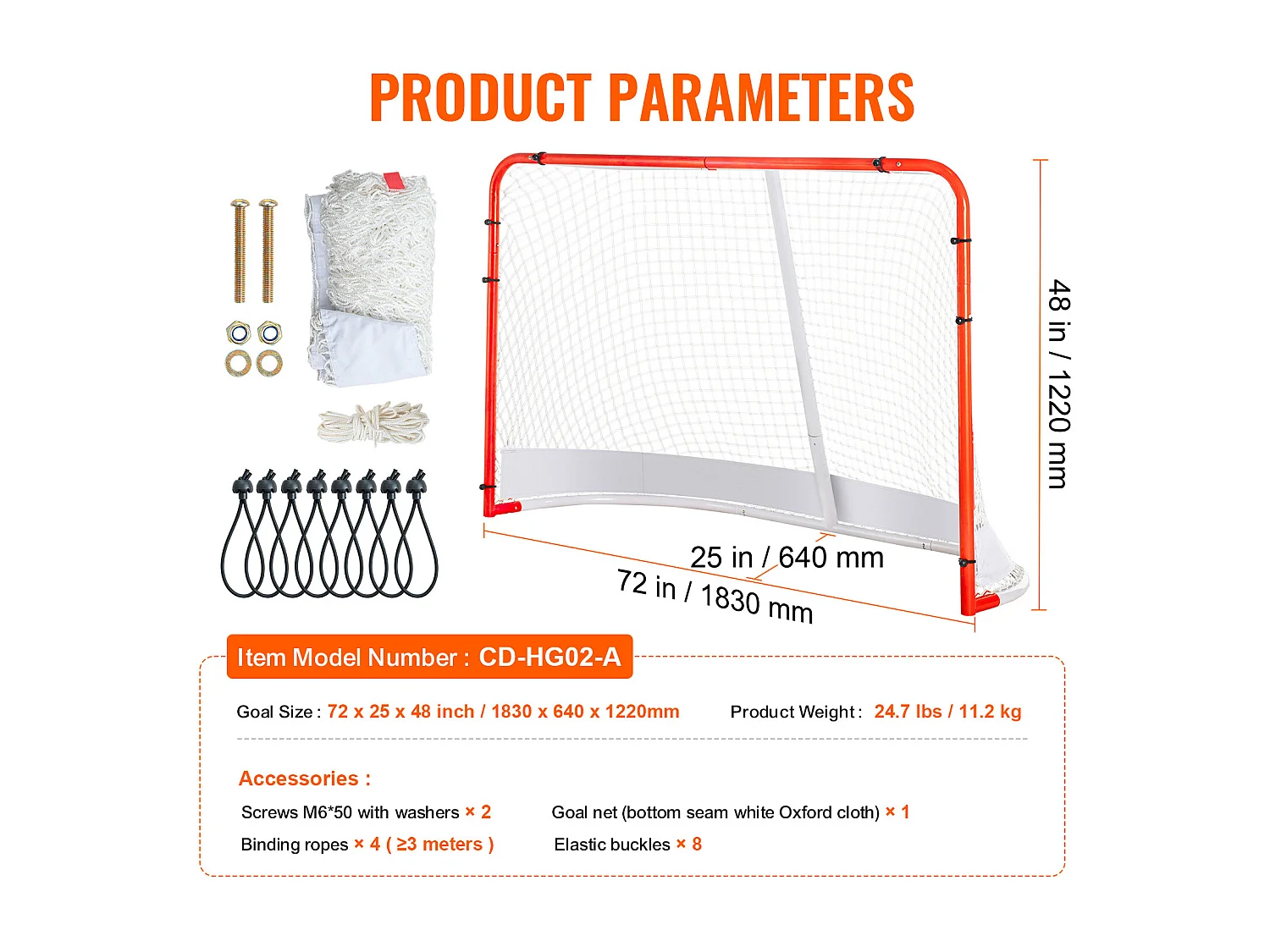 Straat Hockey Net SucceBuy Set van Hockeydoelen van Staal Binnen/Buiten 183 x 122 cm