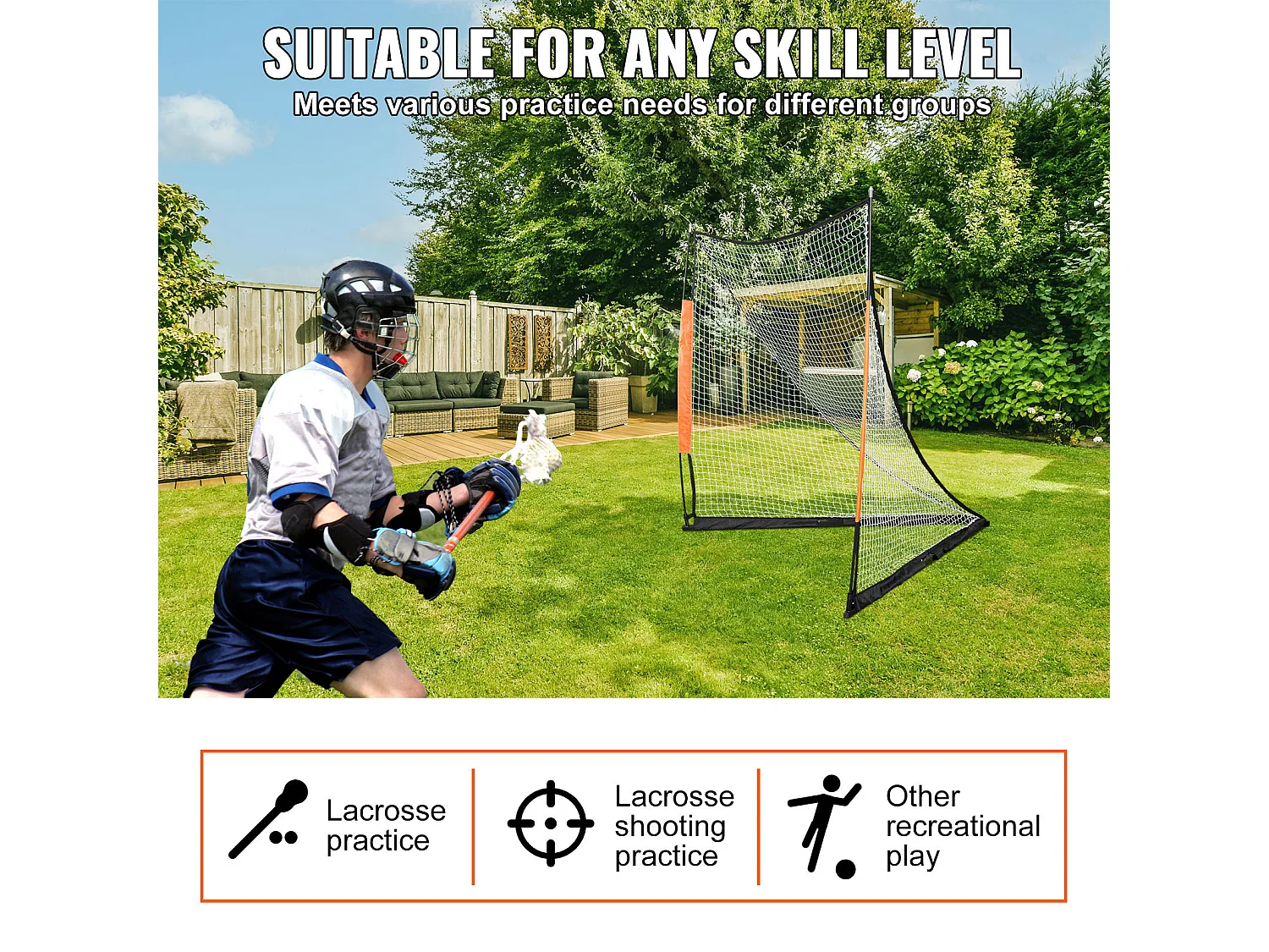 Filet de But de Crosse Sac SucceBuy 15 x 15cm per il Trasporto dell'Attrezzatura Portatile per l'Allenamento in Giardino