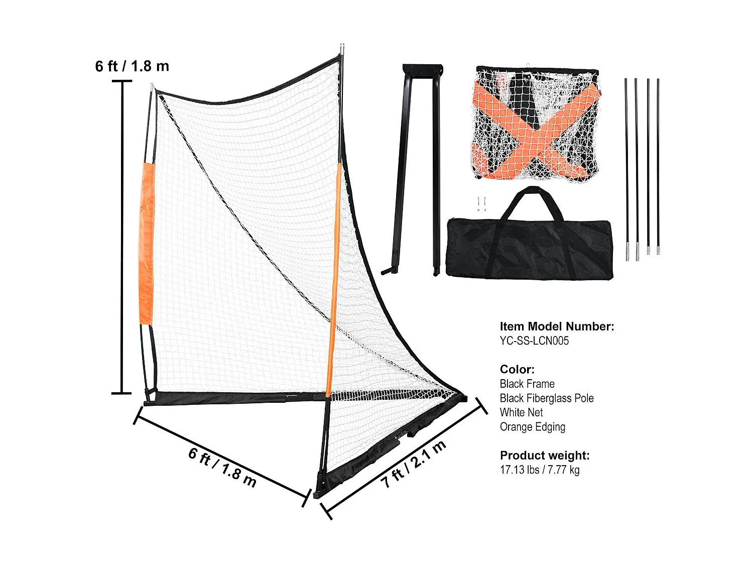 Filet de But de Crosse Sac SucceBuy 15 x 15cm per il Trasporto dell'Attrezzatura Portatile per l'Allenamento in Giardino