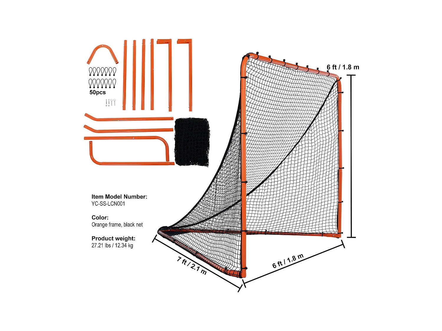 Filet de But de Crosse SucceBuy 15 x 15cm Pliable Équipement d'Entraînement de Crosse dans l'Arrière-Cour Acier