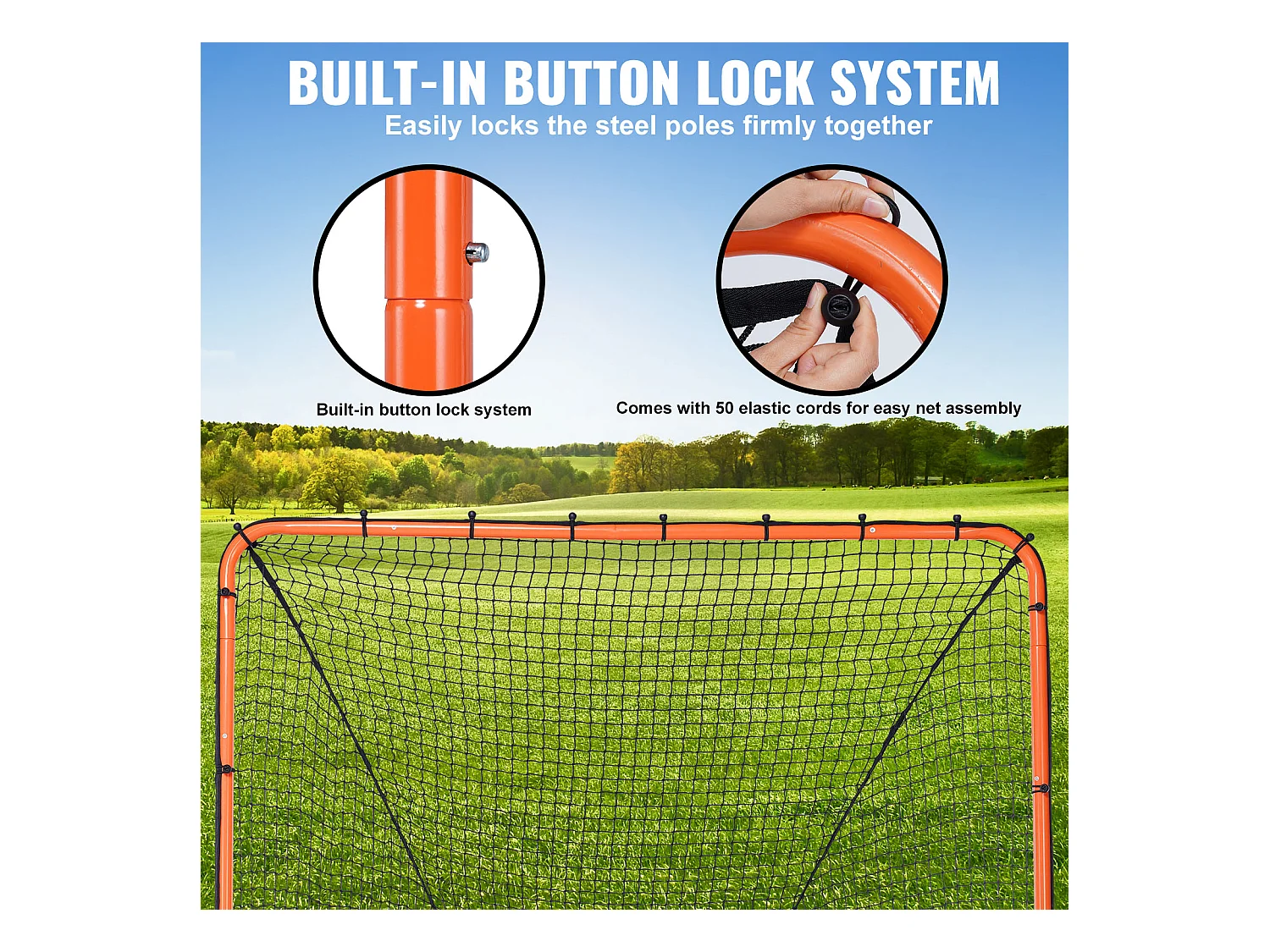 Filet de But de Crosse SucceBuy 15 x 15cm Pliable Équipement d'Entraînement de Crosse dans l'Arrière-Cour Acier