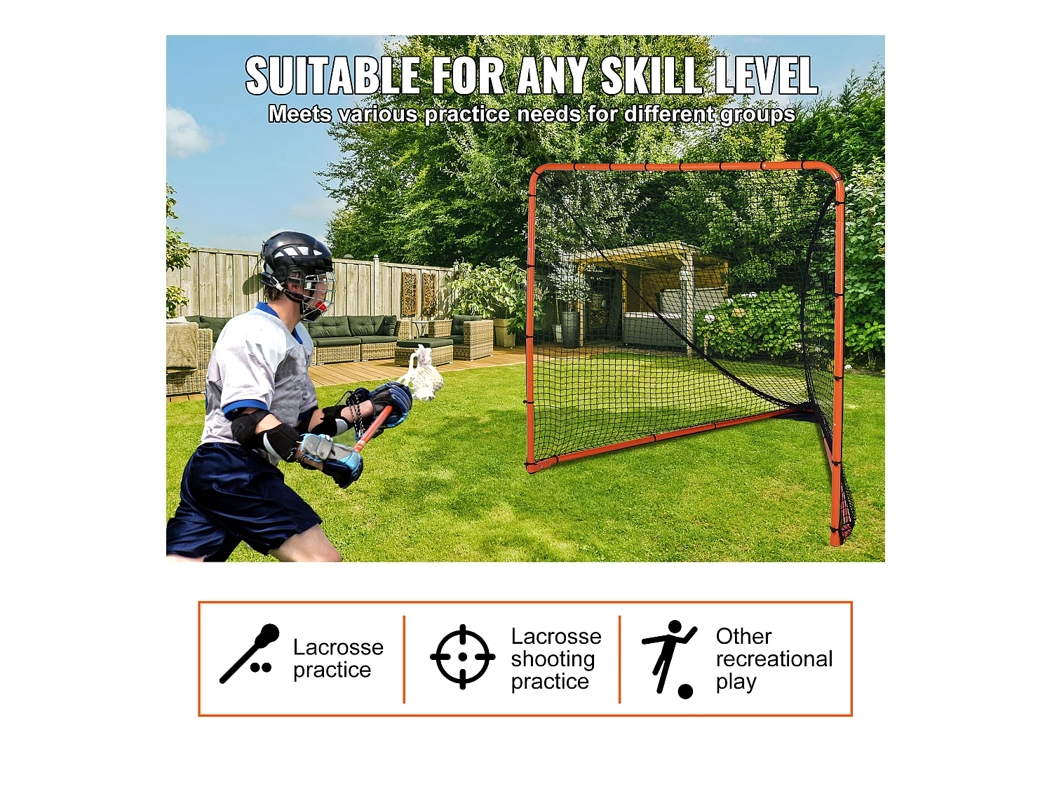 Filet de But de Crosse SucceBuy 15 x 15cm Pliable Équipement d'Entraînement de Crosse dans l'Arrière-Cour Acier