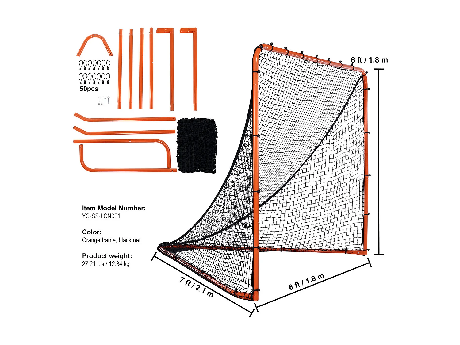 Filet de But de Crosse SucceBuy 15 x 15cm Pliable Équipement d'Entraînement de Crosse dans l'Arrière-Cour Acier