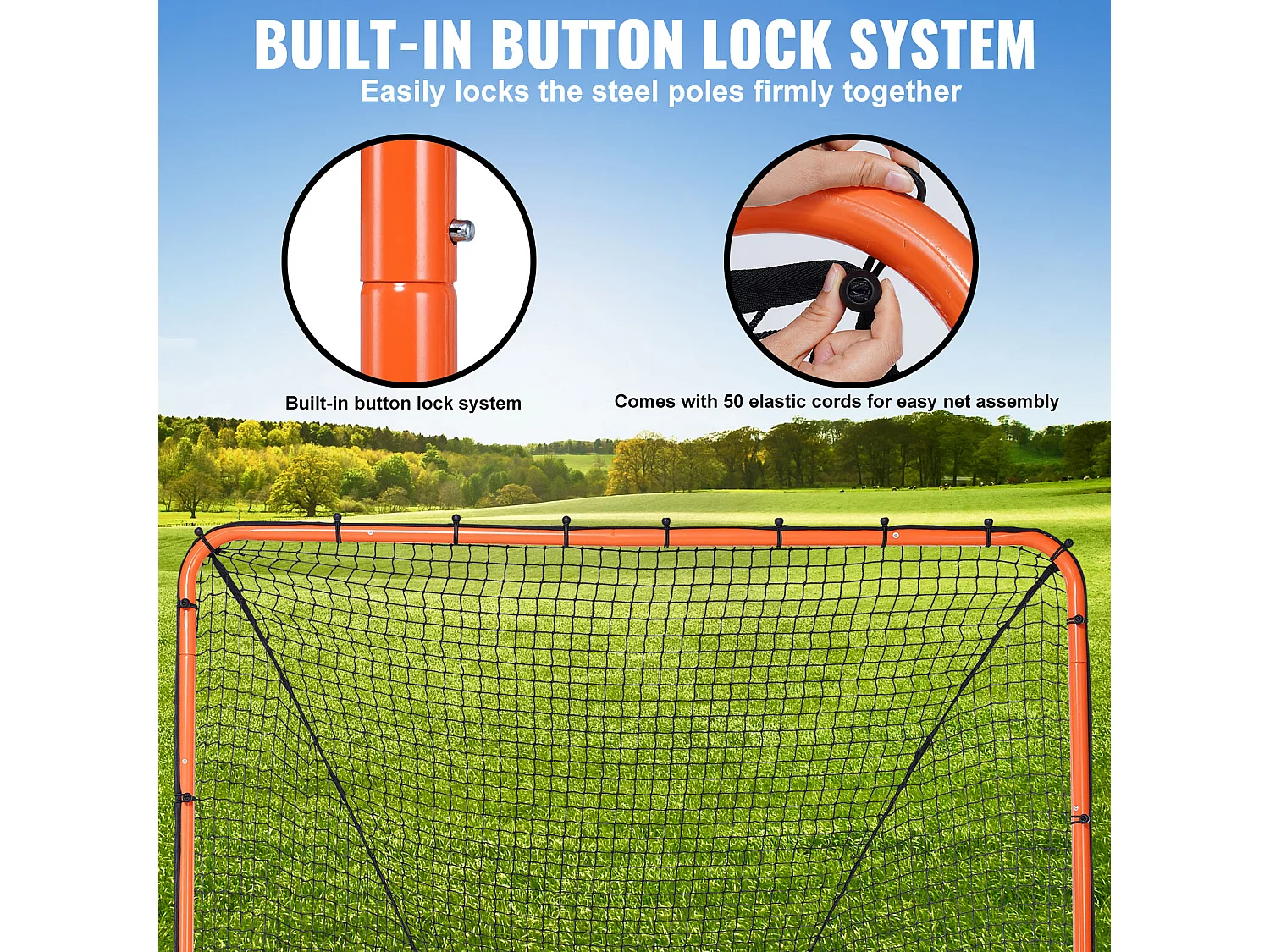 Filet de But de Crosse SucceBuy 15 x 15cm Pliable Équipement d'Entraînement de Crosse dans l'Arrière-Cour Acier