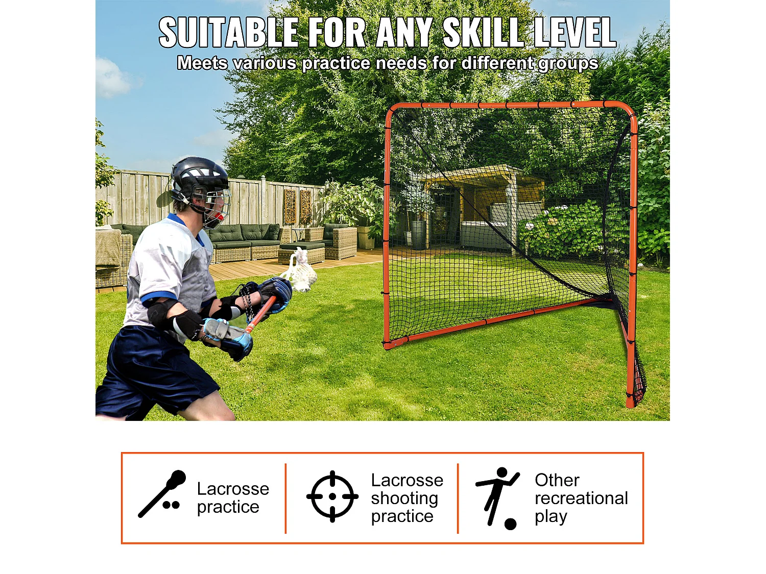 Filet de But de Crosse SucceBuy 15 x 15cm Pliable Équipement d'Entraînement de Crosse dans l'Arrière-Cour Acier