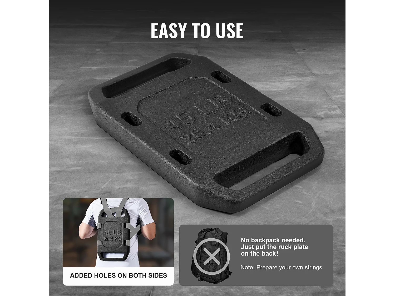 Płyta Obciążeniowa Żeliwna SucceBuy 20kg, Pojedyncza Płyta Plecakowa, Obciążona Płyta do Plecaka, Kulturystyki, Huśtawek, Podnoszenia Ciężarów