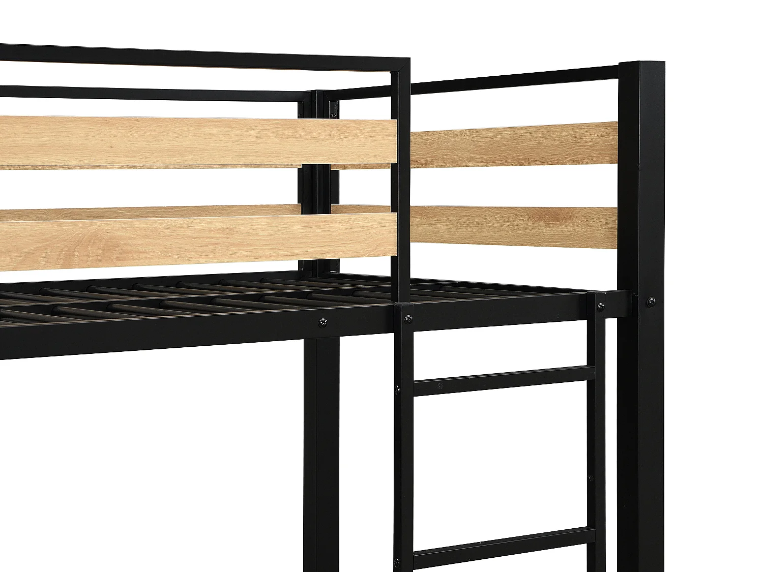 Lits superposés 2 x 90 x 190 cm - 1 tiroir - Métal et MDF - Coloris : Naturel et noir - CASIDIA